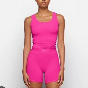 SKIMS Vibrant Pink Ribbed Tank Top